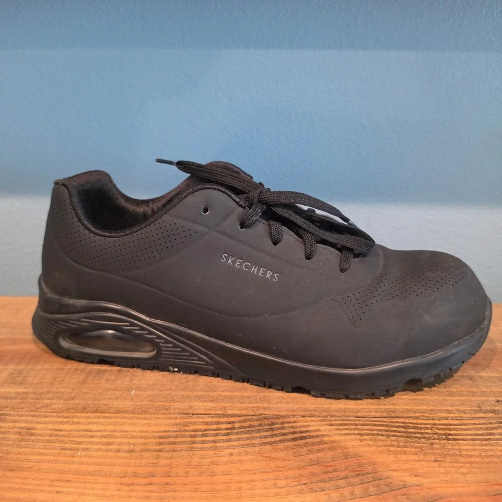 Skechers Mens Work Uno Doltin Composite Toe Slip Resistant Black Sneakers 11.5